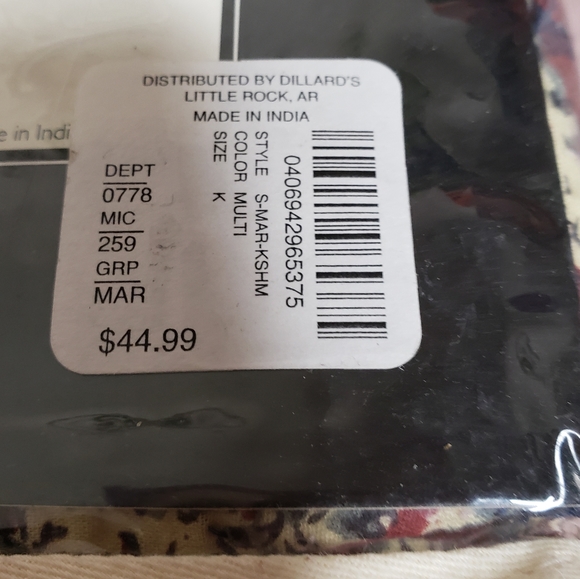 Studio D King Size Sham Pair Paisley Burgundy Blue Cream Floral Marley NWT - Picture 9 of 10
